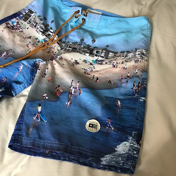 Mens Paradise City Oceanside Swim Trunks Size Small, Size 34 - Picture 8 of 12
